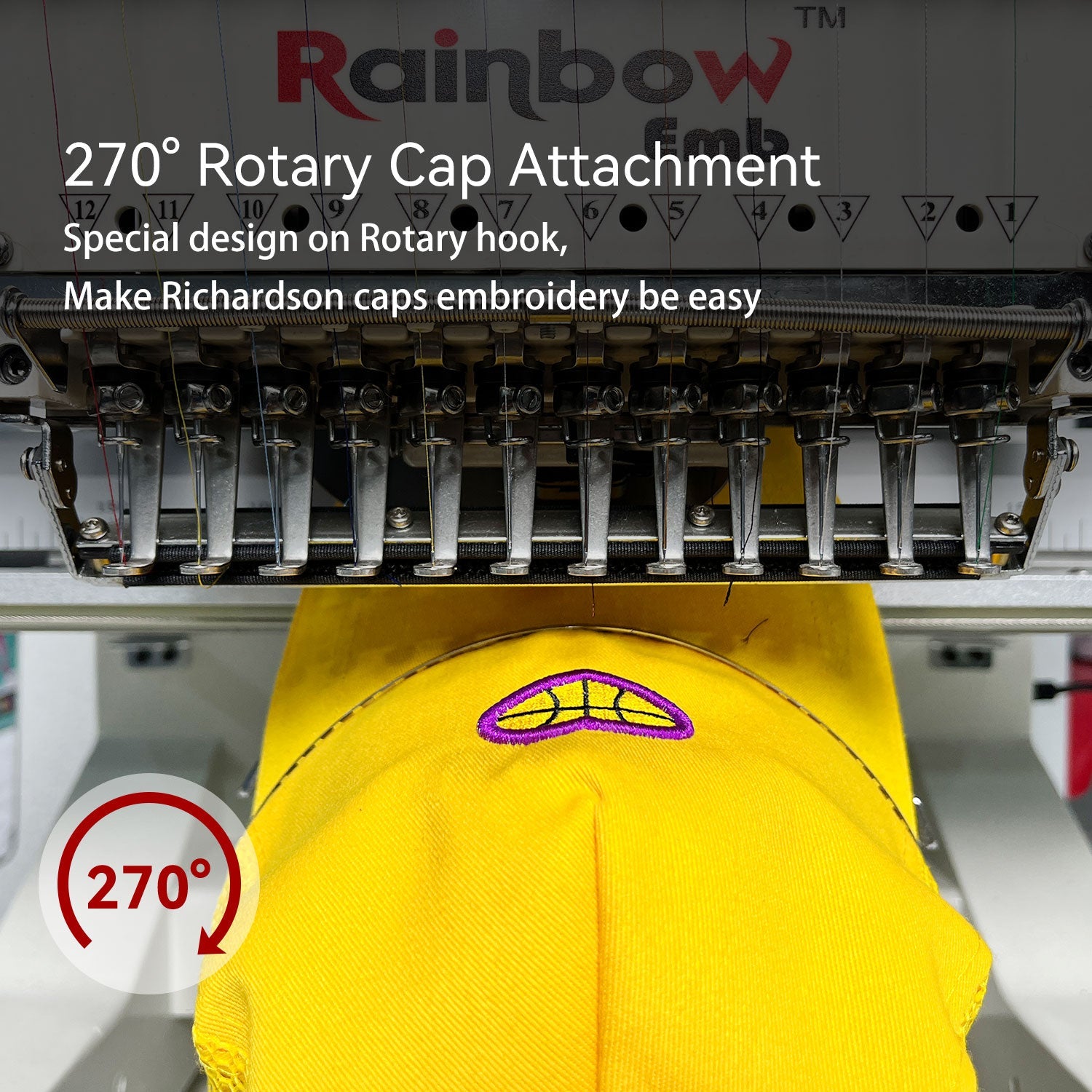 RainbowEmb Dual Heads Computerized 12 Needles Embroidery Machine, Model RBE4050-B12 Industrial 40*50cm(15.7"*19.7") Working Area Each Machine Head