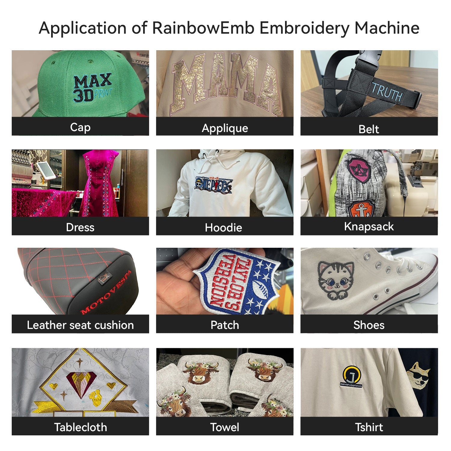 12 Needles Embroidery Machine, Available For Hats T-shirts Hoodies Embroidery