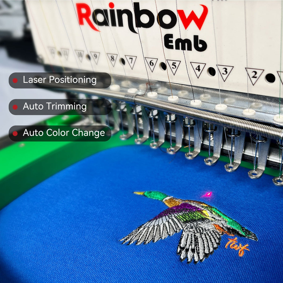 Digital Embroidery Machine for 3D Caps Hats T-shirts Jacket Embroidery With 15 Needles and Auto Trimming