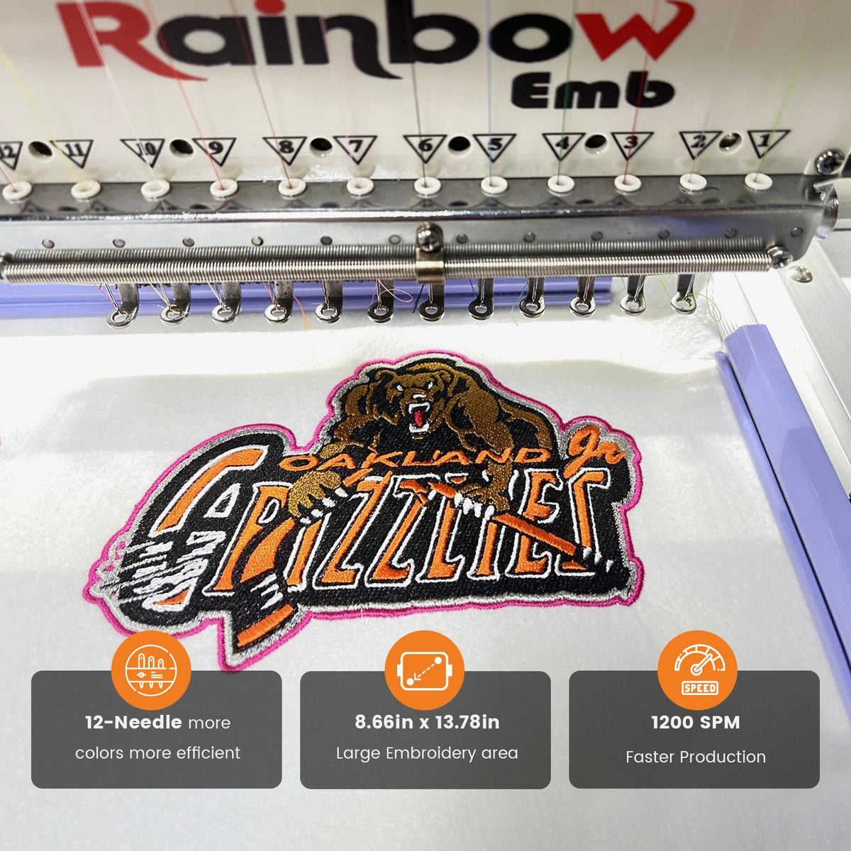 12 Needles Embroidery Machine, Available For Hats T-shirts Hoodies Embroidery