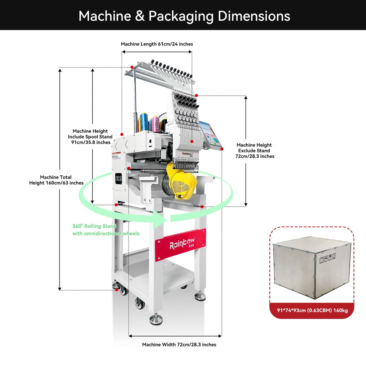 12 Needles Embroidery Machine, Available For Hats T-shirts Hoodies Embroidery