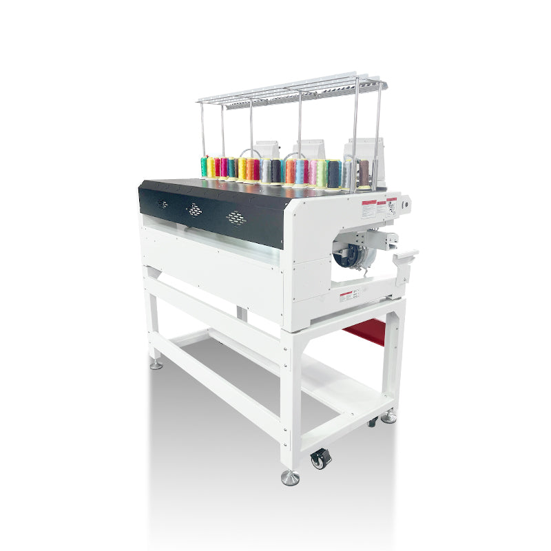 RainbowEmb 3 Heads Computerized Embroidery Machine, Model RBE4040-C12 Industrial 40*40cm(15.7"*15.7") Working Area Each Machine Head，12 Needles Embroidery Machine For Hats T-shirts Hoodies Towel etc