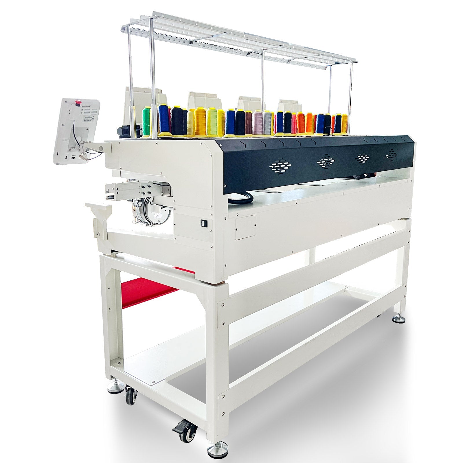 RainbowEmb 4 Heads Computerized Embroidery Machine, Model RBE4040-D12 Industrial 40*40cm(15.7"*15.7") Working Area Each Machine Head，12 Needles Embroidery Machine For Hats T-shirts Patches Towel etc