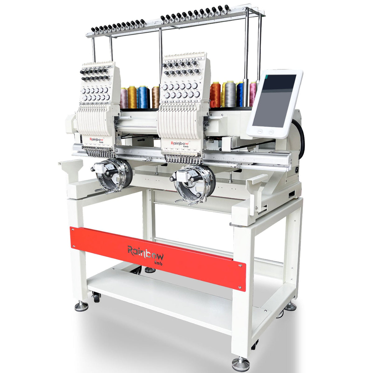 RainbowEmb Dual Heads Computerized 12 Needles Embroidery Machine, Model RBE4050-B12 Industrial 40*50cm(15.7"*19.7") Working Area Each Machine Head
