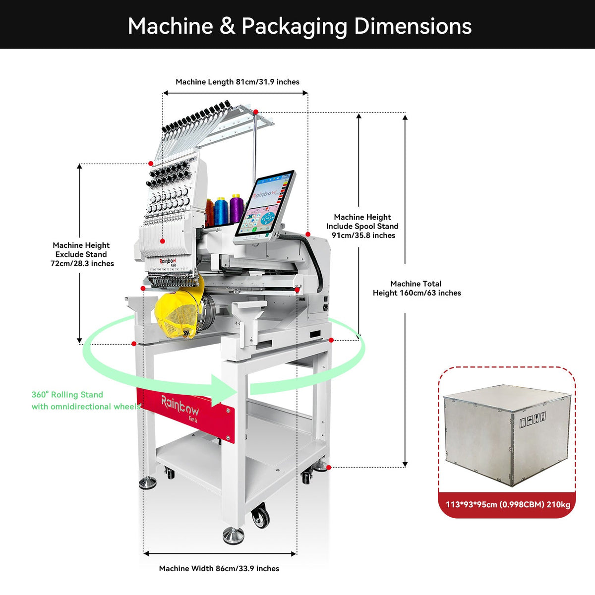 Digital Embroidery Machine for 3D Caps Hats T-shirts Jacket Embroidery With 15 Needles and Auto Trimming